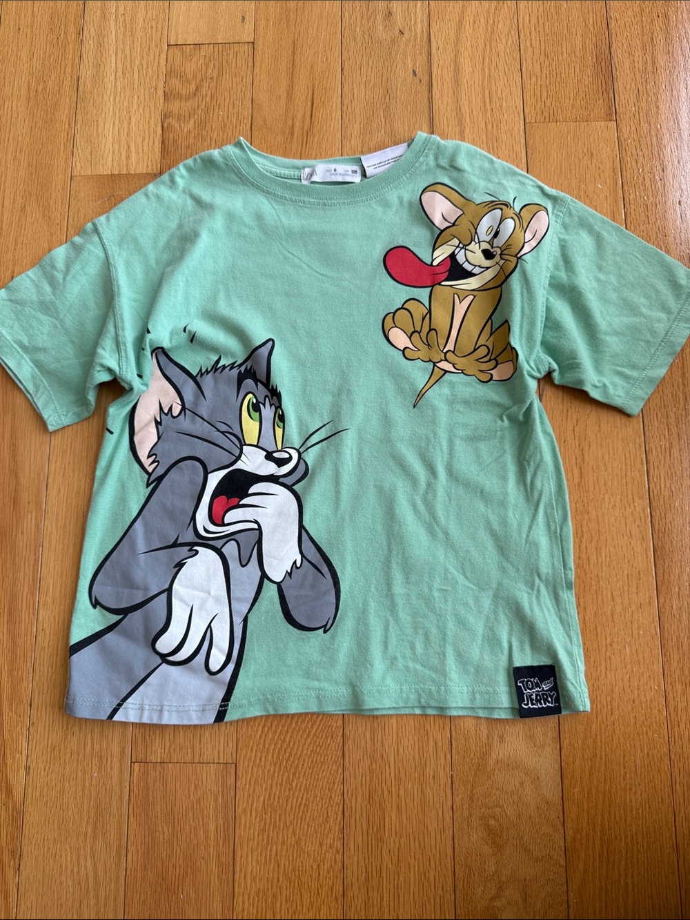 Zara Mint Green Tom & Jerry Graphic Tee size 8